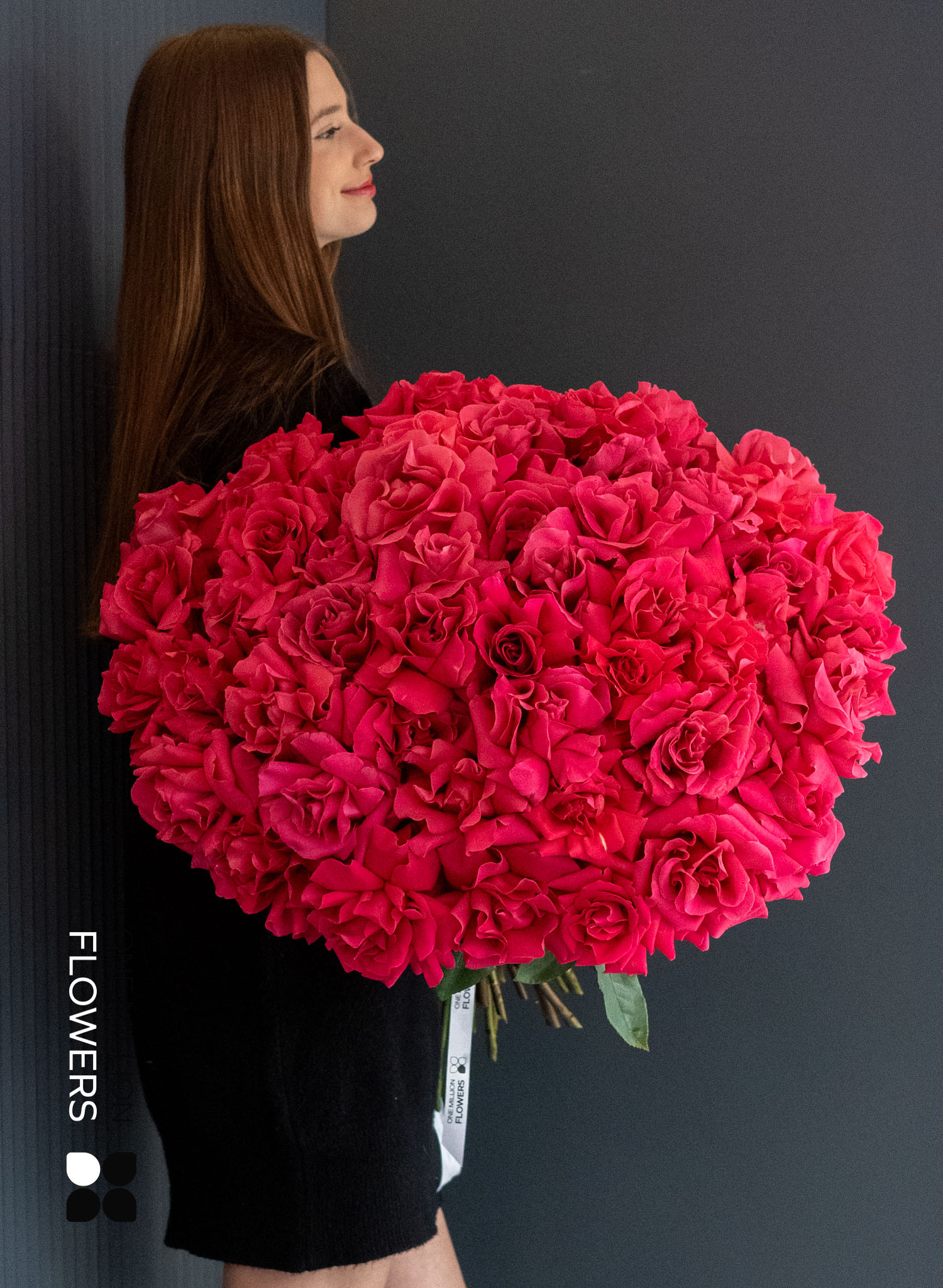 Букет из 51 французской розы "Пинк Флойд" Эквадор