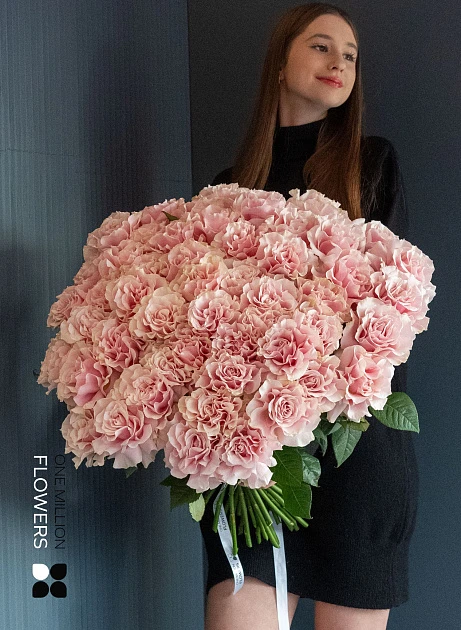 Букет из 51 французских роз "Пинк Мондиаль" Эквадор